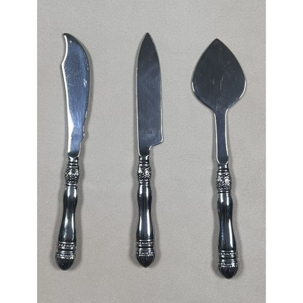 Southern Living 3 Pc Stainless Steel Cheese Knife Serving Knife Set Ornate